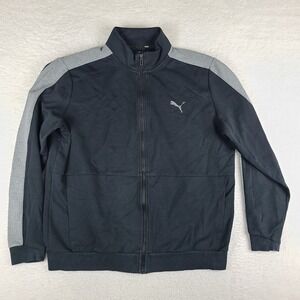 PUMA Sweater Mens XL Black Gray Full Zip‎ Jacket Sweatshirt